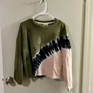 Electric & Rose Olive and Pink Tie-Dye Sweater